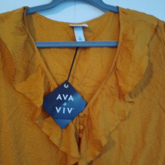 Ava & viv- ruffle long sleeve blouse-orange - Picture 5 of 7